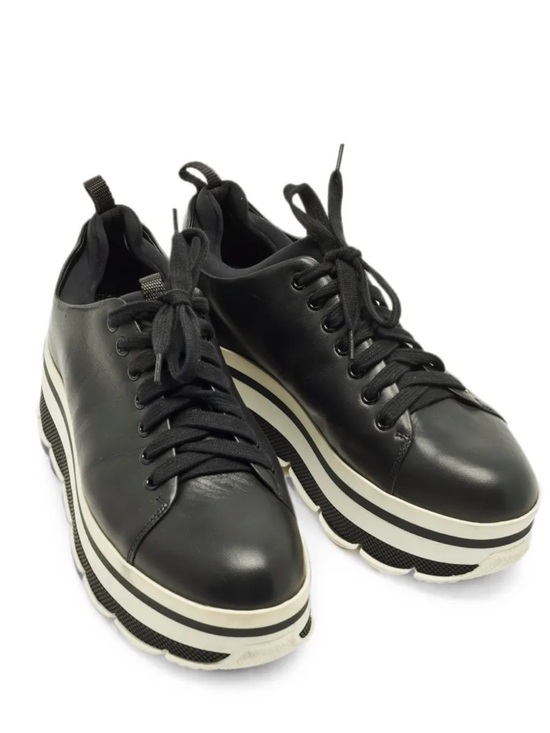 Prada Other - Men’s Prada Black Leather Platform Lace-Up Sneakers with Red Insole Detail